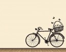 Bicycle with Flower Basket Vinyl Decals Modern Wall Sticker